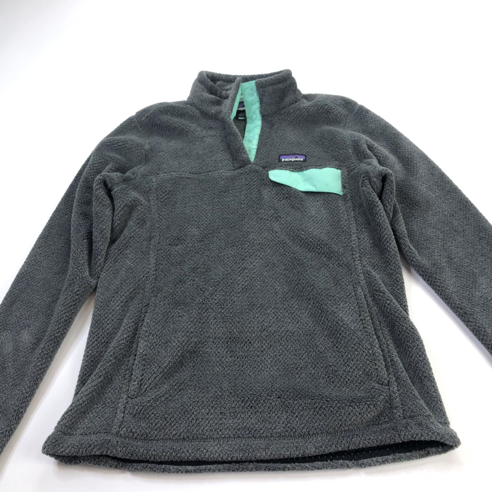 Patagonia Re-Tool Snap-T Women Large Fleece Pullover Polartec Sweater Gray 25443